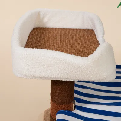 TIAKI krabpaal palmboom met gestreepte hangmat TIAKI krabpaal palmboom met gestreepte hangmat