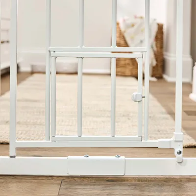 Carlson extra högt hundgaller med smådjursdörr - 75 - 90 cm brett, vitt