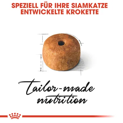 Speziell für Siamkatzen entwickelte Krokette. Tailor-made nutrition.