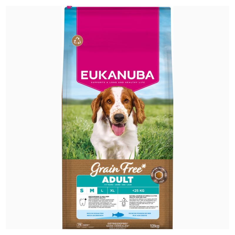Eukanuba Grain Free Adult Small & Medium с морска риба