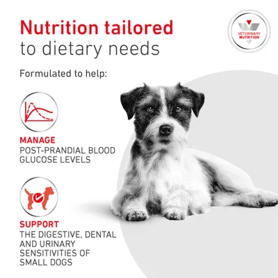 Nutrition tailored to dietary needs: supports blood sugar level after meals as well as digestion, dental health, and urinary tract in small dogs. Nutrition tailored to dietary needs: supports blood sugar level after meals as well as digestion, dental health, and urinary tract in small dogs.