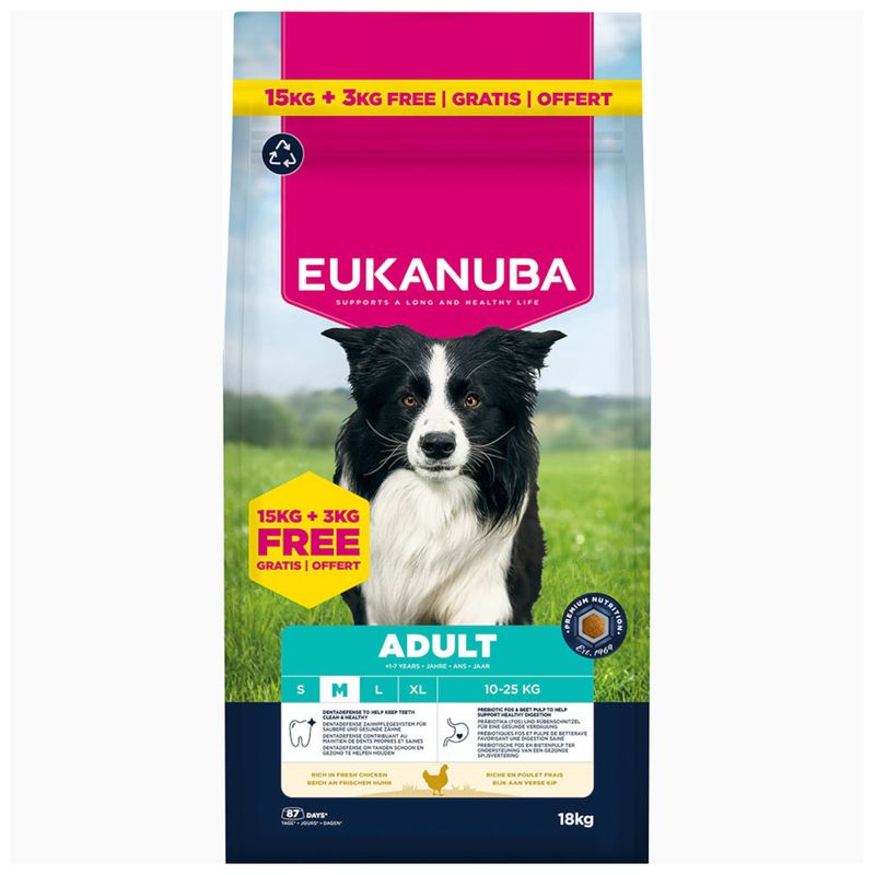 Køb 15 kg, få 3 kg med gratis! 18 kg Eukanuba Premium Nutrition