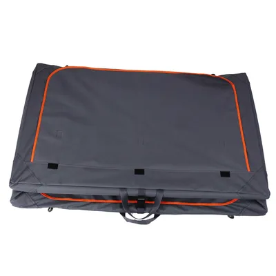 Grey transport bag with orange accents and carrying handle, suitable for safe transport of large items.