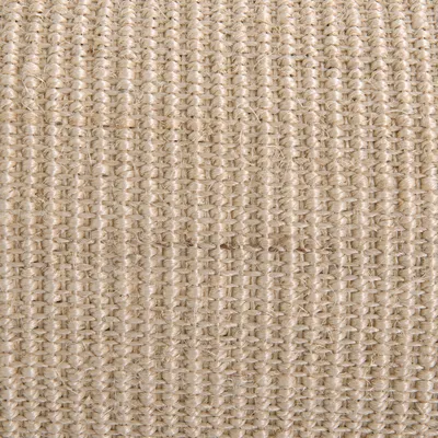 Detail van grof geweven sisal materiaal, beige kleur, geschikt voor krabpalen of krabmatten. Materiaalstructuur duidelijk zichtbaar.