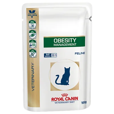 Royal Canin Veterinary Diet Obesity Management Feline, 100g. Hinweise: Energiekontrolle, hoher Proteingehalt, niedriger Stärkegehalt, Gelenkunterstützung, S/O Index.