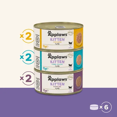 Applaws Kitten 6×70g: 2× Chicken in jelly, 2× Tuna fillet in jelly, 2× Sardine in jelly. Certifikát B Corporation. Pre mačiatka do 12 mesiacov. Applaws Kitten 6×70g: 2× Chicken in jelly, 2× Tuna fillet in jelly, 2× Sardine in jelly. Certifikát B Corporation. Pre mačiatka do 12 mesiacov.