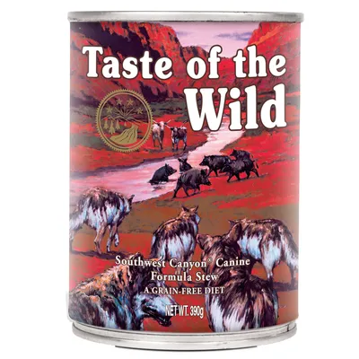 Taste of the Wild Southwest Canyon Canine Formula Stew, dieta sin cereales, peso neto: 390 g.