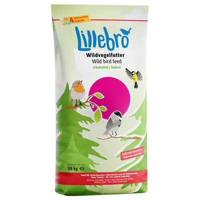 Lillebro hrana za divlje ptice bez ljuski, kontrolirana ambrozija, idealna za hranilice i posipanje po tlu, 20 kg. Za čisto okruženje.