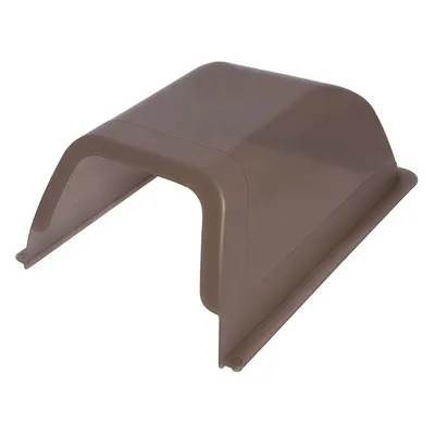 Brown plastic shelter with an arched entrance and flat base, suitable for use as a hide or cover in a pet enclosure.