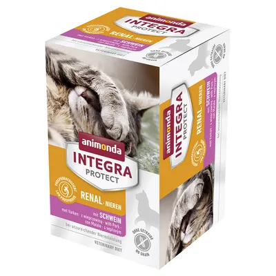 Animonda Integra Protect Renal z wieprzowiną, o obniżonej zawartości fosforu, bez zbóż. Dla kotów z niewydolnością nerek. Veterinary Diet.