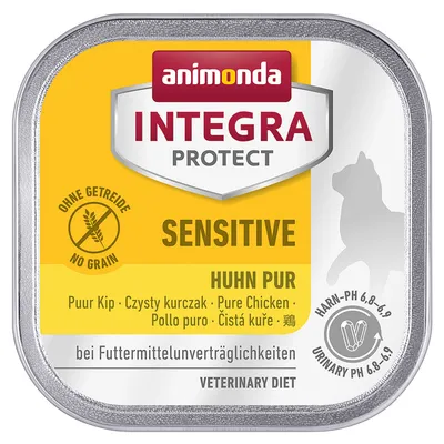 Animonda Integra Protect Sensitive κοτόπουλο, χωρίς δημητριακά, για διατροφικές δυσανεξίες, Veterinary Diet, ουρικό pH 6,6-6,9.
