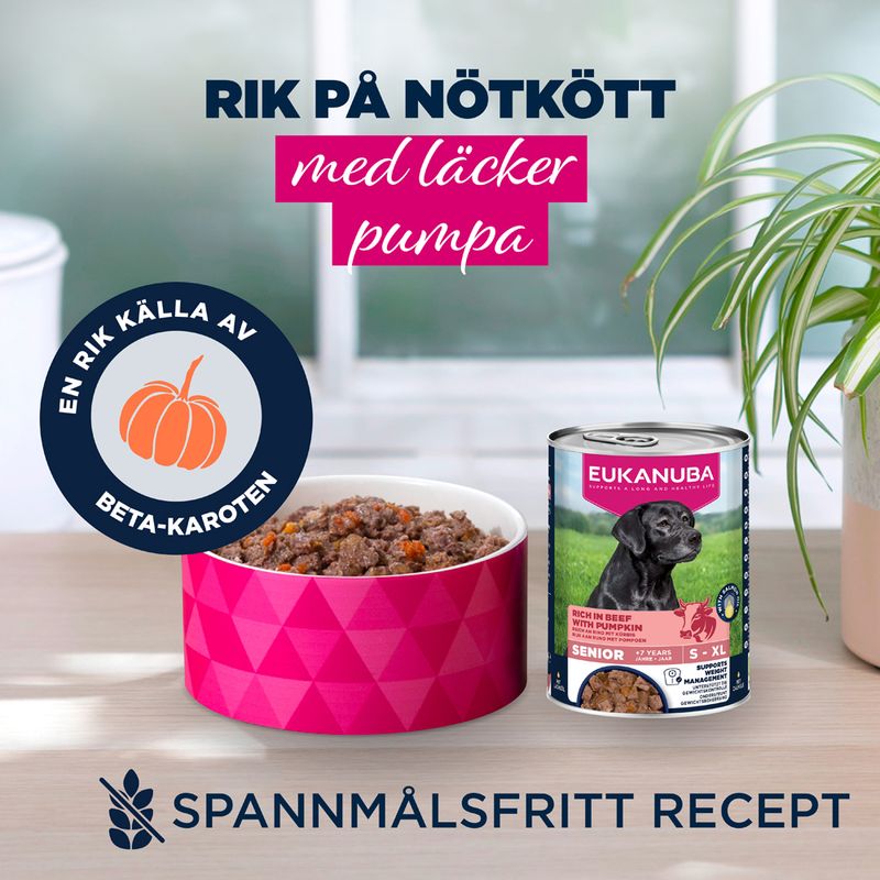 Eukanuba Senior Rich in nötkött med pumpa