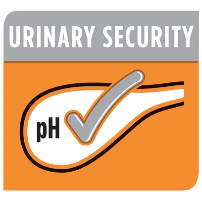 Urinary security with pH check mark symbol shown
