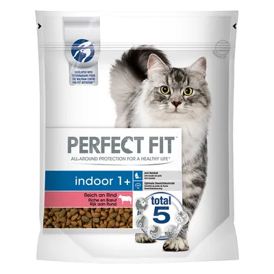 Perfect Fit Indoor 1+ Katzenfutter, reich an Rind. Anti-Haarball, optimierte Gewichtskontrolle, Total 5 Formel für Gesundheit. Entwickelt mit Tierärzten.