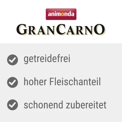 Animonda GranCarno. Getreidefrei, hoher Fleischanteil, schonend zubereitet.