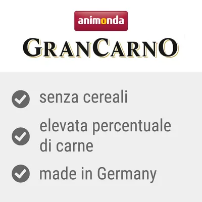 animonda GranCarno: senza cereali, elevata percentuale di carne, made in Germany