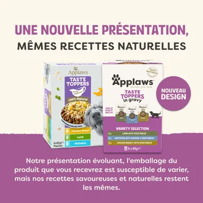 Lot mixte Applaws Taste Toppers 12 x 85 g pour chien Lot mixte Applaws Taste Toppers 12 x 85 g pour chien