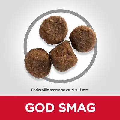 Fire foderpiller, tekst: Foderpille størrelse ca. 9 x 11 mm. GOD SMAG