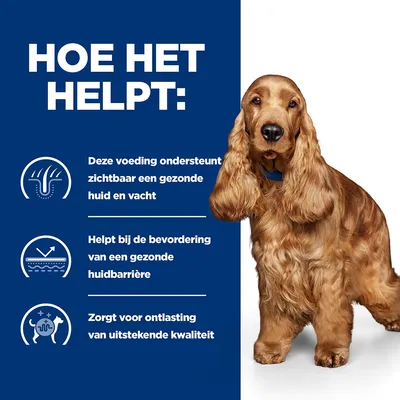 Hoe het helpt: Deze voeding ondersteunt zichtbaar een gezonde huid en vacht, helpt bij de bevordering van een gezonde huidbarrière, zorgt voor ontlasting van uitstekende kwaliteit.