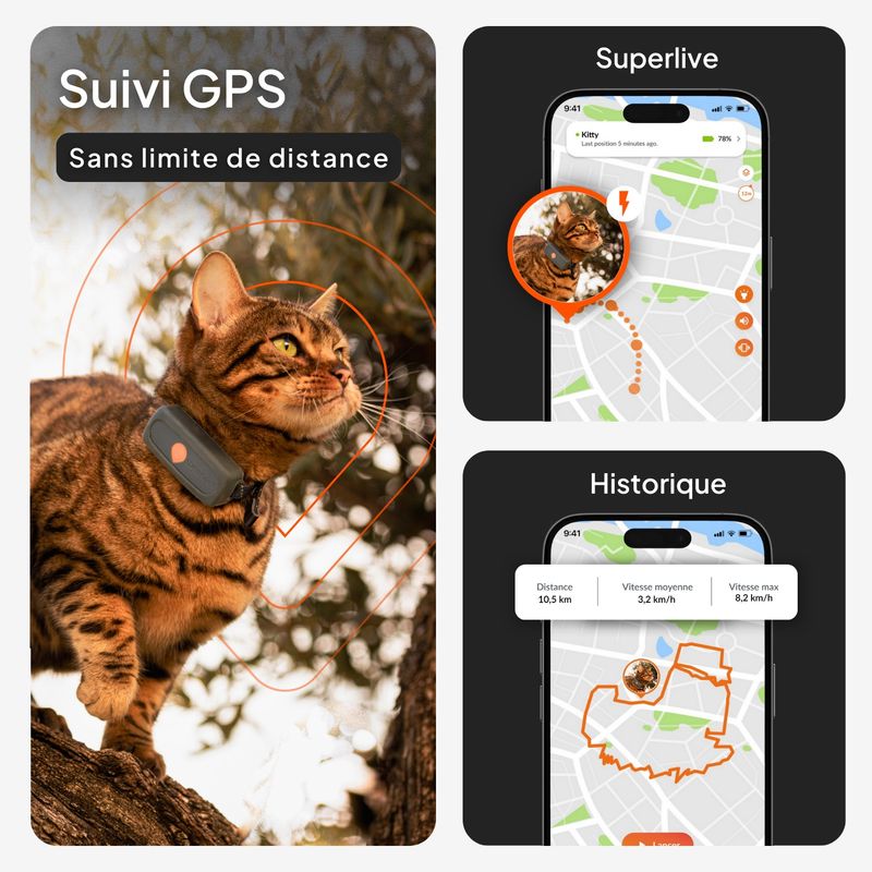 Weenect GPS Tracker XS pour chat - collier inclus