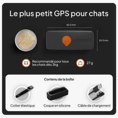 Weenect GPS Tracker XS pour chat - collier inclus - noir Weenect GPS Tracker XS pour chat - collier inclus - noir