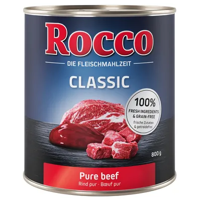 Rocco Classic Pure Beef, 800g dåse. 100% friske ingredienser og kornfri. Ren oksekød.