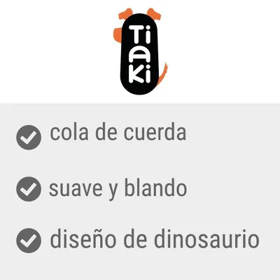 Tiaki. Cola de cuerda, suave y blando, diseño de dinosaurio.
