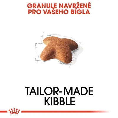 Granule navržené pro vašeho bígla. TAILOR-MADE KIBBLE. Zobrazení tvaru jedné granule.