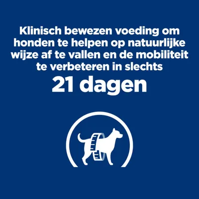 Klinisch bewezen voeding om honden te helpen op natuurlijke wijze af te vallen en de mobiliteit te verbeteren in slechts 21 dagen.