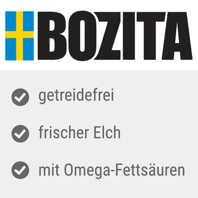 Bozita. Getreidefrei, frischer Elch, mit Omega-Fettsäuren.