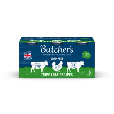 Butcher's Grain Free Tripe Loaf Recipes 6 x 400g - Mixed Pack Butcher's Grain Free Tripe Loaf Recipes 6 x 400g - Mixed Pack