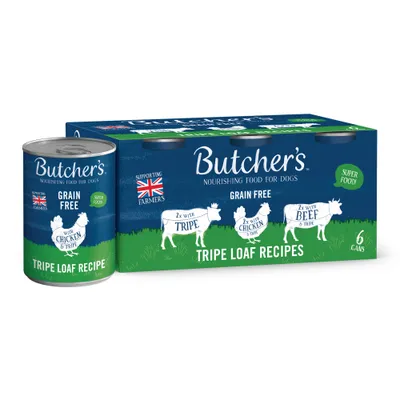 Butcher's Grain Free Tripe Loaf Recipes 6 x 400g - Mixed Pack Butcher's Grain Free Tripe Loaf Recipes 6 x 400g - Mixed Pack