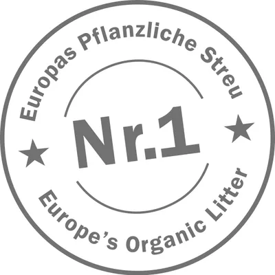 Nr.1 Europas Pflanzliche Streu, Europe's Organic Litter (texto em alemão e inglês visível no selo)