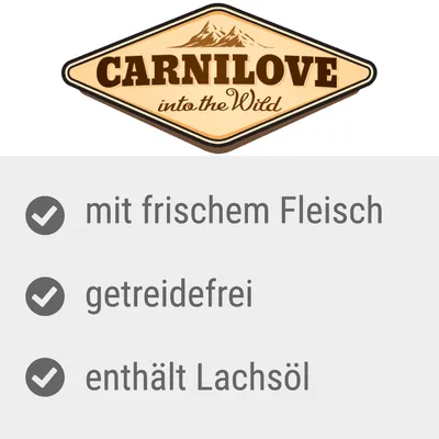 Carnilove into the Wild. Свежее мясо, без зерна, содержит лососевое масло.