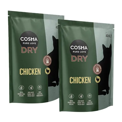 Cosma Pure Love Dry Chicken, 100% grain-free recipe, high meat content: 50% fresh meat, only selected ingredients. For adult cats.