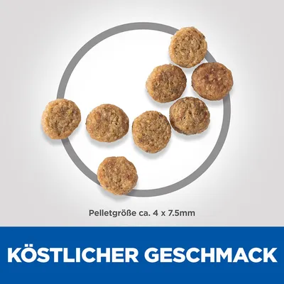 Pelletgrösse ca. 4 x 7,5 mm. Köstlicher Geschmack.