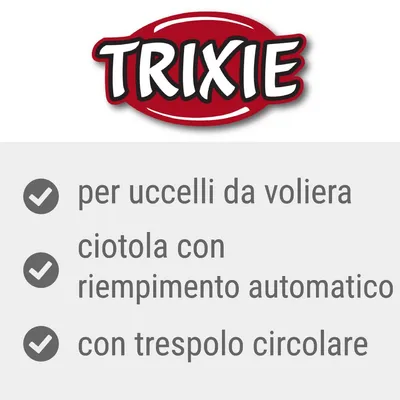 TRIXIE, per uccelli da voliera, ciotola con riempimento automatico, con trespolo circolare