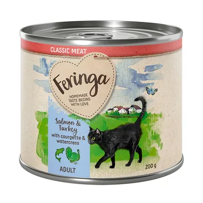Feringa Classic Meat, Adult, lohi ja kalkkuna kesäkurpitsalla ja vesikrassilla, 200 g.
