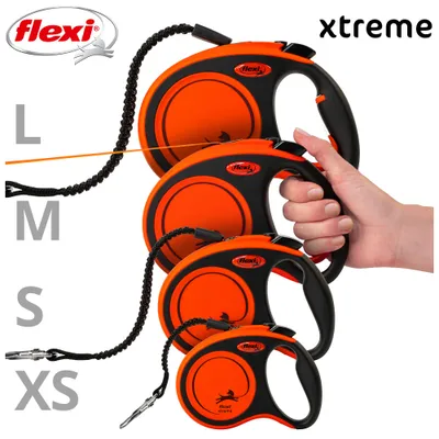 flexi Xtreme hundebånd oransje, 3 m