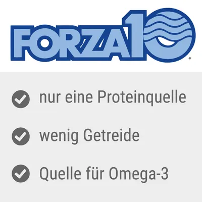 FORZA10, nur eine Proteinquelle, wenig Getreide, Quelle für Omega-3 (texte en allemand)