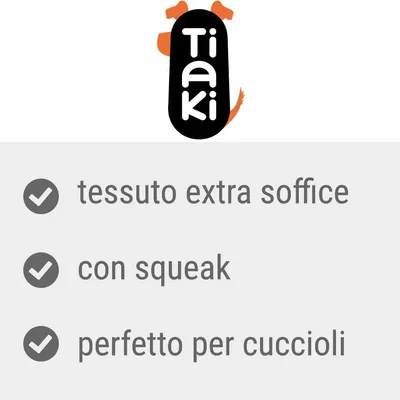 Tiaki. Tessuto extra soffice, con squeak, perfetto per cuccioli.