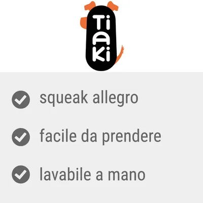 Tiaki. Squeak allegro, facile da prendere, lavabile a mano.