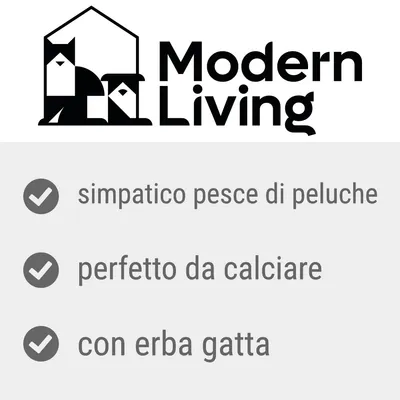 Modern Living. simpatico pesce di peluche, perfetto da calciare, con erba gatta