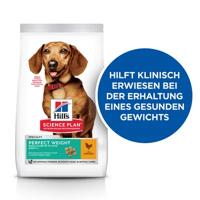 Hill's Science Plan Perfect Weight für kleine und Mini-Hunde bis 10 kg, mit Huhn. Hilft klinisch erwiesen bei der Erhaltung eines gesunden Gewichts.