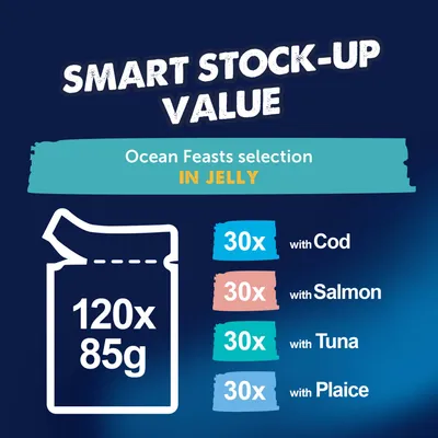Felix As Good As It Looks Mega Pack 120 x 85g - Ocean Feasts Selection in Jelly
