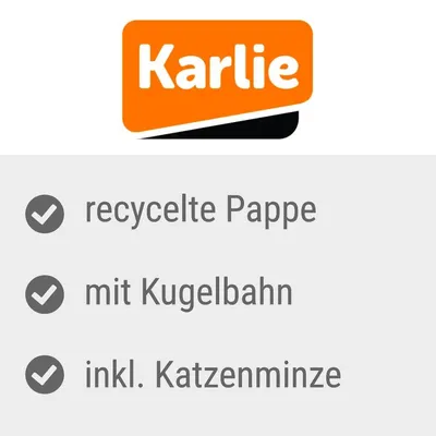 Karlie. Recycelte Pappe, mit Kugelbahn, inkl. Katzenminze.