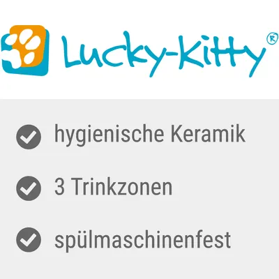 Lucky-Kitty. Hygienische Keramik, 3 Trinkzonen, spülmaschinenfest.
