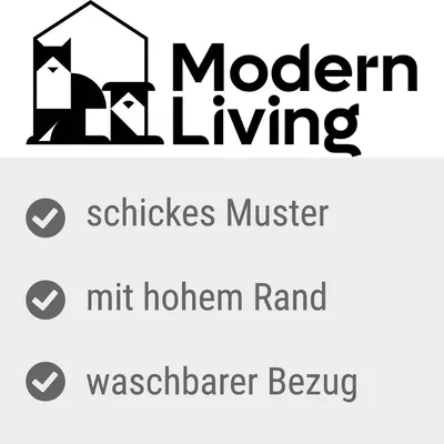 Modern Living. Schickes Muster, mit hohem Rand, waschbarer Bezug.