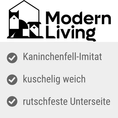 Modern Living. Kaninchenfell-Imitat, kuschelig weich, rutschfeste Unterseite.