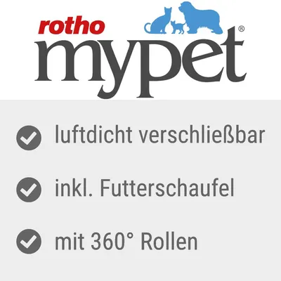 rotho mypet. Luftdicht verschliessbar, inkl. Futterschaufel, mit 360° Rollen.